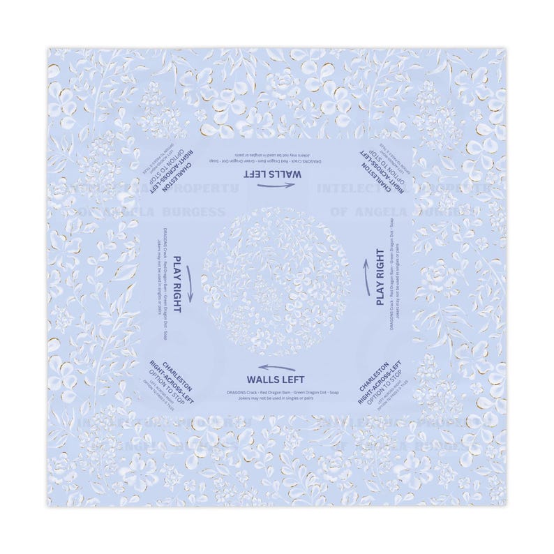 Mahjong-Tischdecke „Carolina Floral“, Mahjong-Anleitung, 55 x 55 cm, Mahjong-Regeln für Anfänger, Gastgeberinnen, Damenabend, Chinoiserie, Lucky Mahjong Bild 3