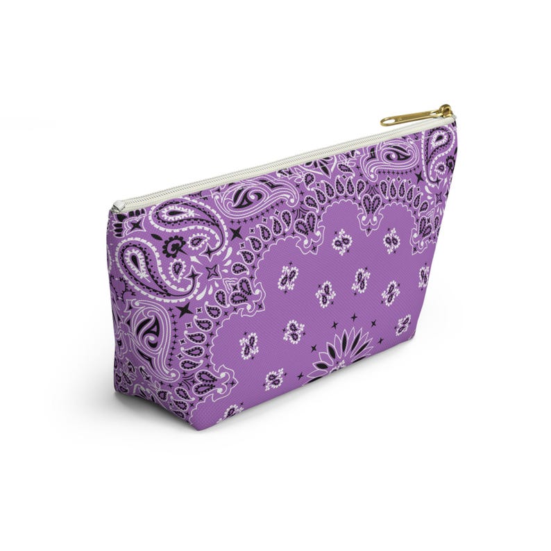 Estuche para joyas con pañuelo lila, neceser de maquillaje, estuche para fichas de mahjong, vaquera costera imagen 5