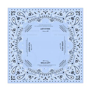 Light Blue Bandana Mahjong Tablecloth, 55x55, Coastal Cowgirl, Charleston Rules, Rodeo Western image 1