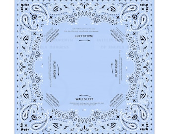 Light Blue Bandana Mahjong Tablecloth, 55x55, Coastal Cowgirl, Charleston Rules, Rodeo Western