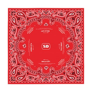 Red Bandana Mahjong Tablecloth, Size 55 x 55, Personalize it with Monogram! Coastal Cowgirl image 2