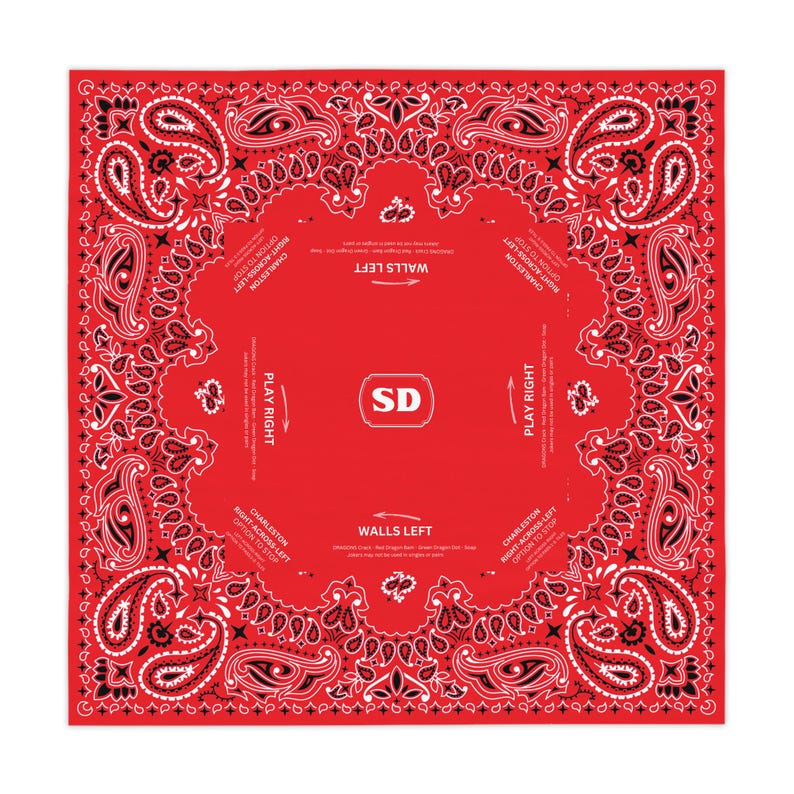 Red Bandana Mahjong Tablecloth, Size 55 x 55, Personalize it with Monogram! Coastal Cowgirl image 2