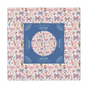 Coquette Bows and Shells Mahjong Tablecloth, Charleston Rules, Red, White Blue, Coastal Christmas