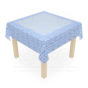 Game Night Tablecloth, Size 55 x 55, Hostess Gift, Mahj Prize, Blue Bamboo, Mahjong, Bunko, Keno, Poker, Dominos, Backgammon
