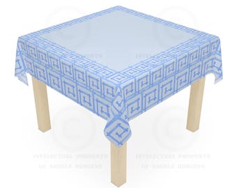 Game Night Tablecloth, Size 55 x 55, Hostess Gift, Mahj Prize, Blue Bamboo, Mahjong, Bunko, Keno, Poker, Dominos, Backgammon