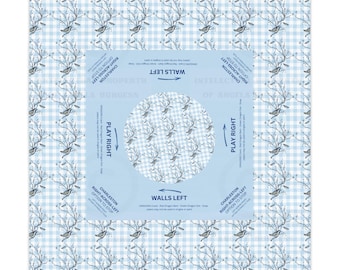 MAHJONG Tablecloth, Blue Bird, Mahj Instructions, Tablecloth 55 x 55, Mahj Rules Beginner, Hostess Ladies Night, Chinoiserie,  Crack Bam Dot