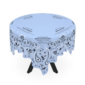 Light Blue Bandana Mahjong Tablecloth, 55x55, Coastal Cowgirl, Charleston Rules, Rodeo Western image 3