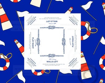 Red, White, and Blue Sailing Mahjong Tablecloth, Game Night Hostess Gift 55x55,Sea Life, Ocean, Mahj Decor, 4th of July, with instrucitons