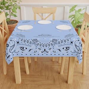 Light Blue Bandana Mahjong Tablecloth, 55x55, Coastal Cowgirl, Charleston Rules, Rodeo Western image 4