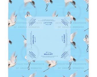 Crane Mahjong Tablecloth, Game Night Hostess Gift 55x55, Ocean Blue Theme, Mahj, Easy Instructions, Charleston Rules