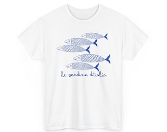Italian Sardines Tee, Les Sardines, Ocean, Fisherman Gift, Seafood Lover T-Shirt, Fisherman Aesthetic, Coastal Vibes