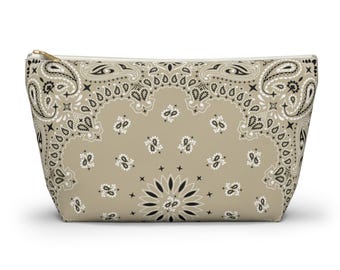 Estuche para joyas con diseño de bandana color arena - Organizador de viaje, estuche para lápices, regalo para ella, neceser de maquillaje, bonito estuche para accesorios