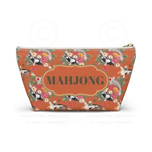 Orange Koi Fish Tile Pouch, Mahjong Hostess Gift,  Chinoiserie