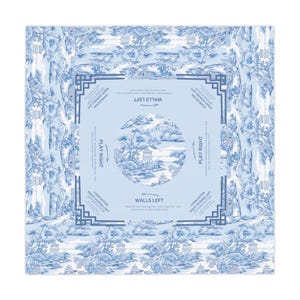 Mahjong Tablecloth, Chinoiserie Blue Temple, Pagoda, Grandmillennial Table Cover, Hostess Gift, Game Night, Beginner Friendly Instructions