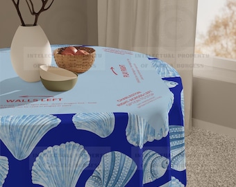 Blue Ocean and Sea Shell Mahjong Tablecloth, Game Night Hostess Gift 55x55,Sea Life Theme,  Mahj Decor, 4th of July, with instrucitons