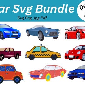 Car SVG Bundle: Retro Car Silhouettes, Clipart (Digital Files)