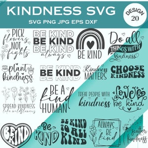 Svg inspirador, pacote Svg de bondade, seja gentil Svg, Svg motivacional, Svg de saúde mental, citações positivas Svg, Png, arquivos cortados para Cricut