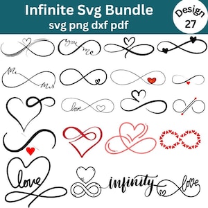 Infinity Svg, bundle Infinity Love Svg, Forever Infinity Svg, clipart Infinity, design maglietta, Infinity Heart Svg, Love Svg, Valentine Svg