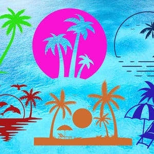 Summer beach scene nstant digital downloads Commercial use designs / Beach scene Svg Dxf Png Bundle / sunset beach scene sv