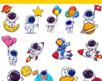 Astronaut SVG Bundle: Space Clipart, Rocket, Galaxy (Digital Download)