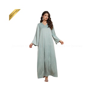 Eid Abaya Dress: Arab Lace-Up Jalabiya with Diamond Embellishments
