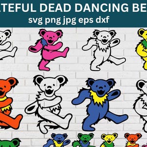 Bear Dancing SVG, Grateful Dead SVG Bundle, Grateful Dead Png, Cricut, Clipart, Silhouette, Grateful Dead Cricut Shirt, Sublimation, Eps