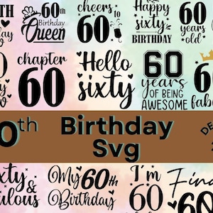 60 i wspaniałe SVG | 60. urodziny SVG | Koszulka na sześćdziesiąte urodziny SVG | Prezent na 60. urodziny SVG | Pliki dla Cricut Silhouette SVG DXF EPS PNG