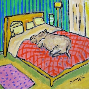 Hippo Taking a Nap Hippopotamus Art coaster tile gift JSCHMETZ abstract MODERN pop folk art bedroom