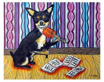 chihuahua art - Chihuahua Playing the Violin Dog Art Print