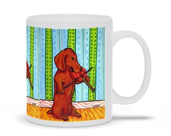 Dachshund Art Violin Art Mug Cup Gift Dog Lover Mugs