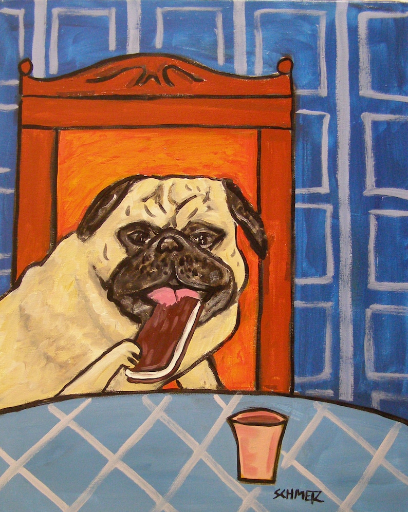 pug ice cream sandwich art decor