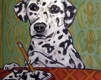 dalmatian coaster - dalmatian art - ceramic tile coaster