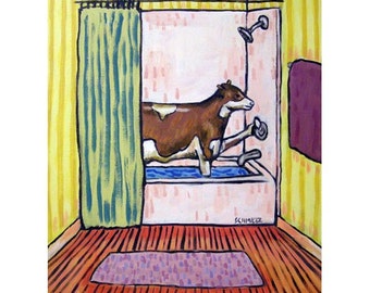 Cow Taking a Bath Art Print