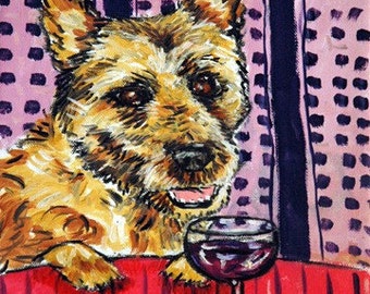 Belgian Shepherd at the Wine Bar Dog Art coaster tile  JSCHMETZ modern abstract folk pop art american ART gift