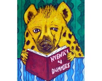 Hyena Reading a Book Animal Art Print