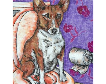 Basenji Puzzle 11x14 Dog Art Jigsaw Puzzle Gift Toy Bathroom Decor