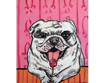 bulldog art print - stretched canvas or paper print - multiple sizes available