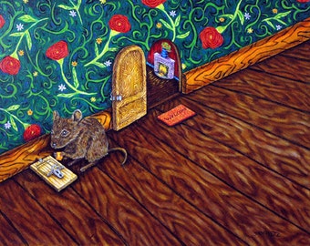 The Cheese Thief Mouse Animal Art Print