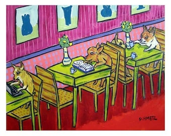 Chihuahua Coffee art  Dog Art Print 13x19 JSCHMETZ abstract folk art pop art MODERN