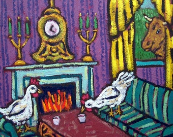 chicen out in the cold animal birds art tile coaster gift - multiple sizes available