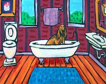 Bloodhound Taking a Bath Dog Art coaster tile Gift