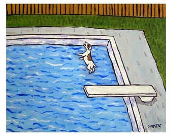 Jack Russell Terrier , 13x19 dog art print, poster,modern dog art, PRINT from painting, pool house art,dog art, dog print,jrt print