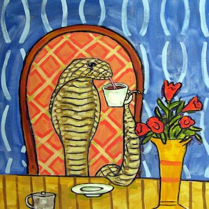 King Cobra Schlangenkunst, Leinwanddruck Schlange, Kaffee Wandkunst, Tierdekor, Schlangendekor, Kaffee Leinwanddruck, Print Tier, Küchendekor