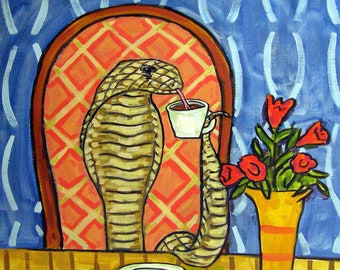 King Cobra snake art, canvas print nake, coffee wall art, animal decor, snake decor, coffee canvas print, print animal, kitchen decor