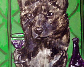 Akita at the Wine Bar Dog Art coaster tile - multiple sizes available - home office decor - birthday gifts