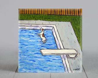 Jack Russell Terrier - dog art - tile coaster - dog lover gift - unique home decor
