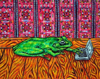 frog Art Print poster  JSCHMETZ modern abstract folk pop art AMERICAN ART gift laptop