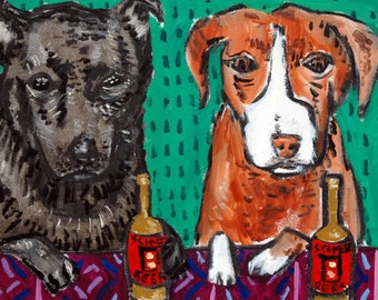 pit bull at the bar - animal decor - dog lover gift - coaster - tile