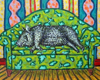 PIG Art coaster tile JSCHMETZ modern abstract folk pop gift reclining nude 2