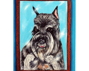 Schnauzer Flossing Dog Art Print